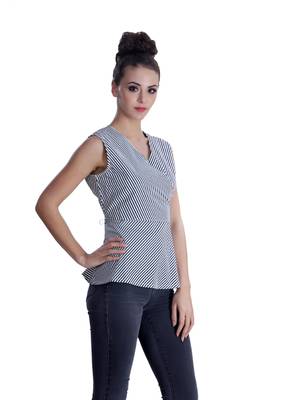 Black striped cotton sleeveless-tops 5