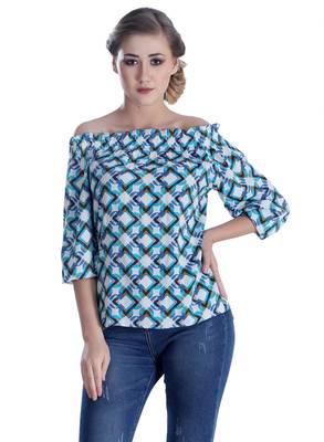 Blue printed cotton cotton-tops 1
