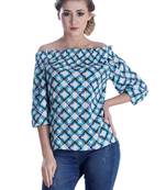 Blue printed cotton cotton-tops