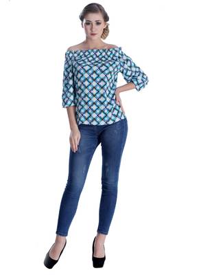 Blue printed cotton cotton-tops 3