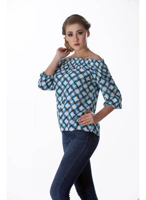 Blue printed cotton cotton-tops 4