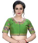 Green  Women'S Embroiderey Santoon Silk Blouse