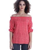 Red printed cotton cotton-tops