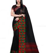Black Woven Linen Saree With Blouse