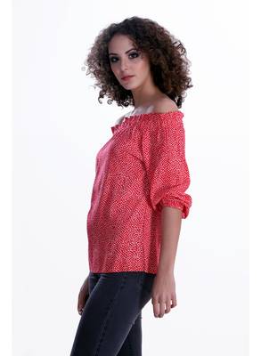Red printed cotton cotton-tops 4