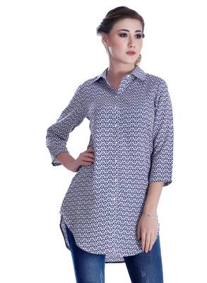 Blue printed georgette party-tops 1