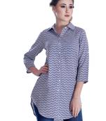 Blue printed georgette party-tops