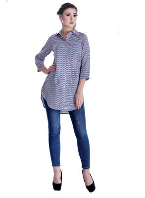 Blue printed georgette party-tops 3