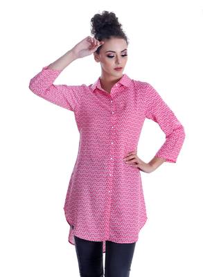 Pink printed georgette party-tops 1
