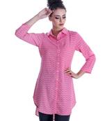 Pink printed georgette party-tops