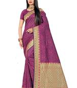 Purple Woven Banarasi Saree With Blouse