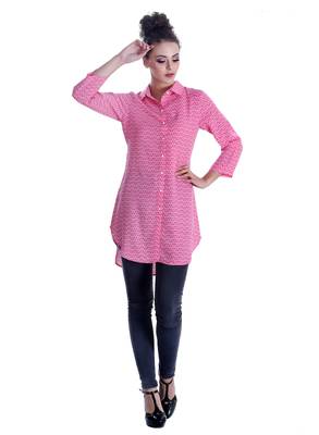 Pink printed georgette party-tops 3