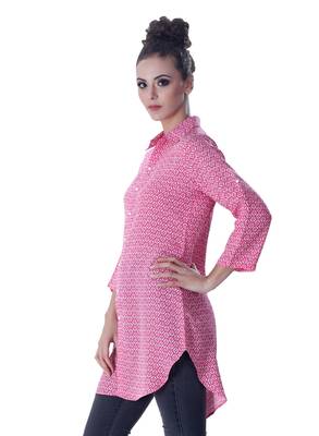 Pink printed georgette party-tops 4