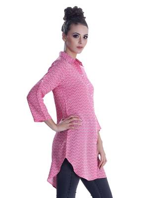 Pink printed georgette party-tops 5
