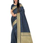 Blue Woven Banarasi Saree With Blouse
