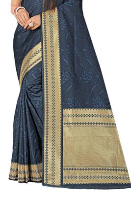Blue Woven Banarasi Saree With Blouse 2