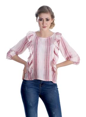 Pink striped cotton cotton-tops 1