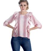 Pink striped cotton cotton-tops