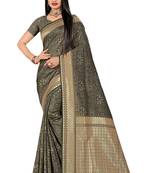 Grey Woven Banarasi Saree With Blouse