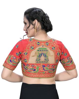 Lght Pink  Women'S Embroiderey Santoon Silk Blouse 2