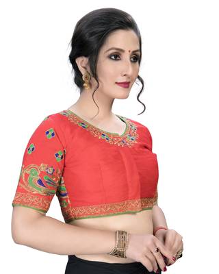 Lght Pink  Women'S Embroiderey Santoon Silk Blouse 3