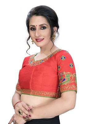 Lght Pink  Women'S Embroiderey Santoon Silk Blouse 4