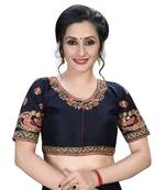 Blue  Women'S Embroiderey Santoon Silk Blouse