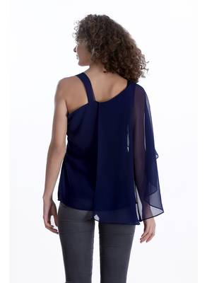 Blue plain georgette party-tops 2