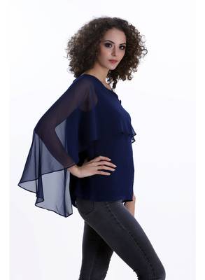 Blue plain georgette party-tops 5