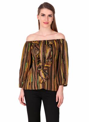 Brown printed cotton party-tops 1