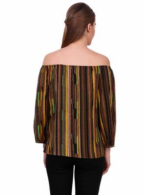 Brown printed cotton party-tops 2