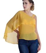 Yellow plain georgette party-tops