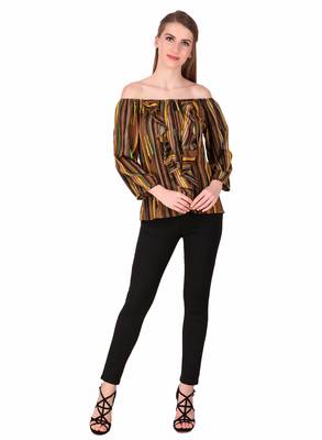 Brown printed cotton party-tops 3