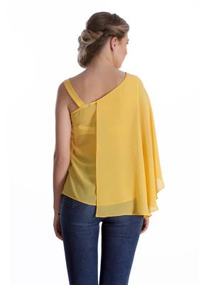 Yellow plain georgette party-tops 2