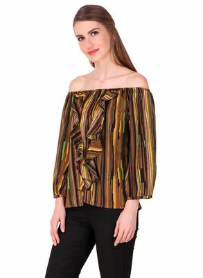 Brown printed cotton party-tops 4