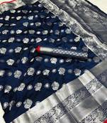 Women'S Designer Blue Banarasi Kanjivaram Saree With Designer Blouse