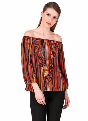 Orange printed cotton party-tops 1