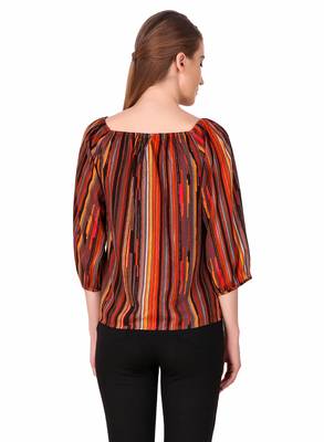 Orange printed cotton party-tops 2