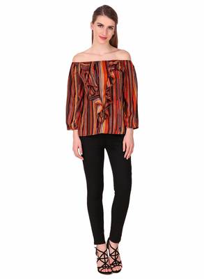 Orange printed cotton party-tops 3