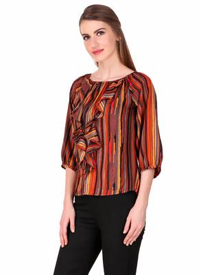 Orange printed cotton party-tops 4