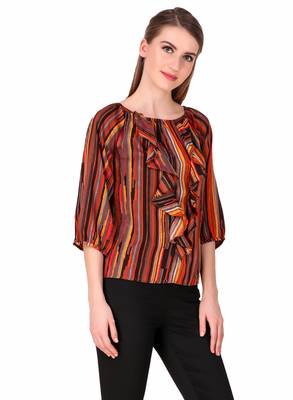 Orange printed cotton party-tops 5