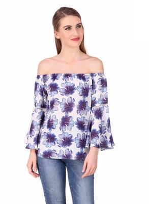 Blue printed cotton party-tops 1