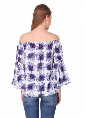 Blue printed cotton party-tops 2