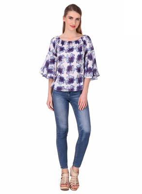 Blue printed cotton party-tops 3