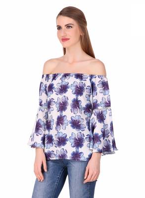 Blue printed cotton party-tops 4