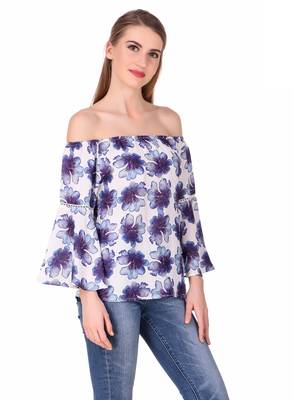Blue printed cotton party-tops 5
