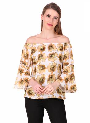 Yellow printed cotton party-tops 1
