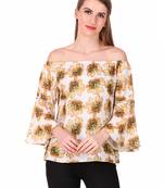 Yellow printed cotton party-tops