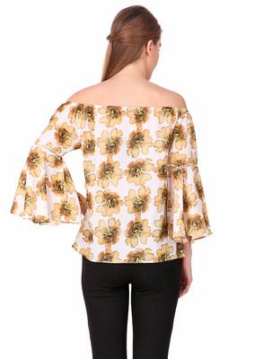 Yellow printed cotton party-tops 2