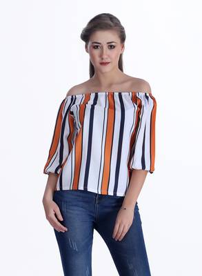 Orange striped cotton cotton-tops 1